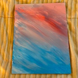 Cute painting consisting of pink, white, and blue